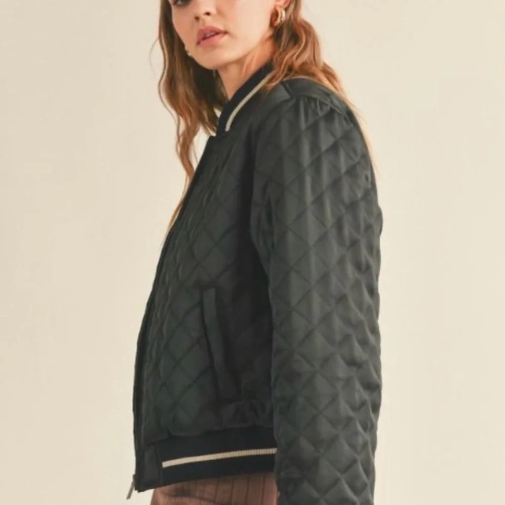 KIMBERLY C Boutique Black Quilted Women's BOMBER Cara Jacket - Picture 5 of 6